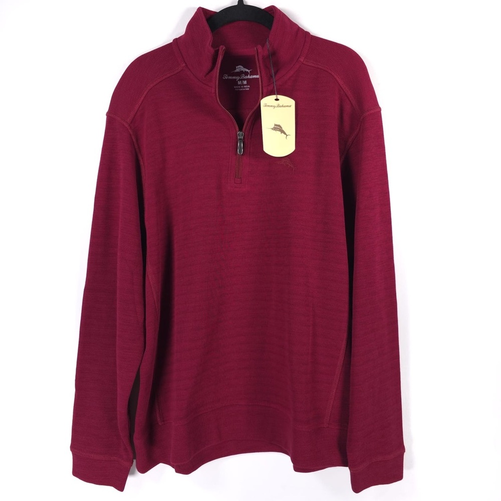 NWT‎ TOMMY BAHAMA RHUMBA 1/4 Zip Mock Neck Pullover Sweater ST227305TX MEDIUM